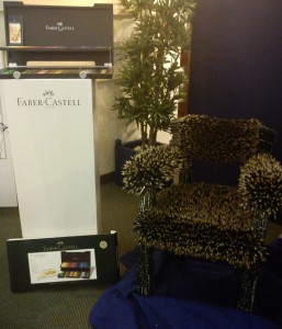 A chair made of pencils, part of the Faber-Castell display.