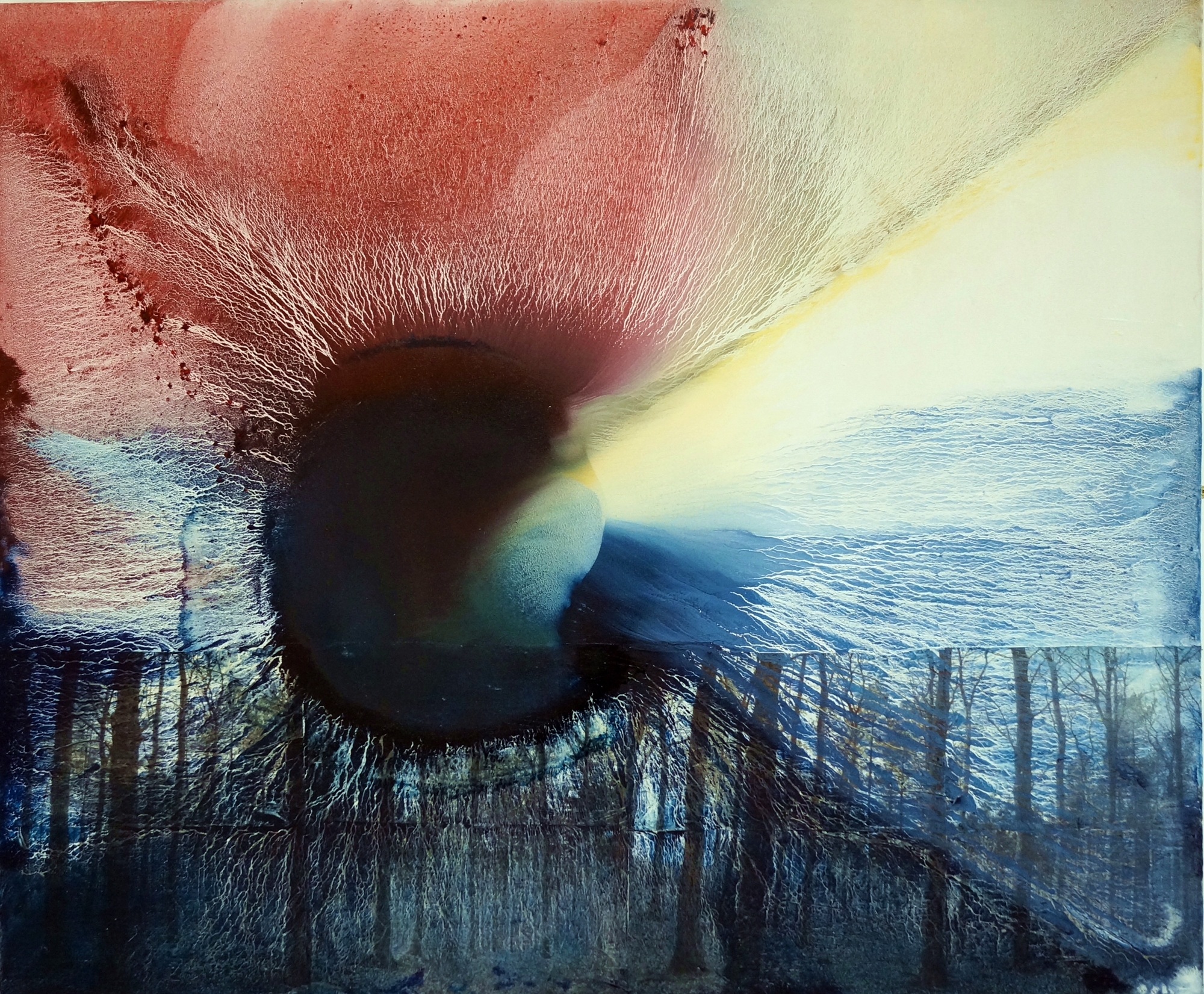 'Fragmentation 3' (2013) by Christine Levis,  Oil paint & photo transfer on canvas (152 x 126 cm)