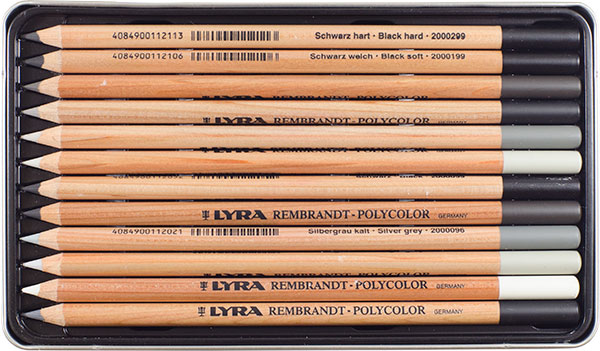 Lyra Rembrandt Polycolor Coloured Pencil Set : Grey Tones Metal Box 12 pcs  jacksonsart.com