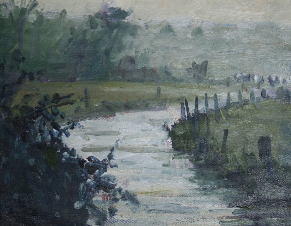 'Hazy light by the Frome' by Colin Willey Oil 8''x10''