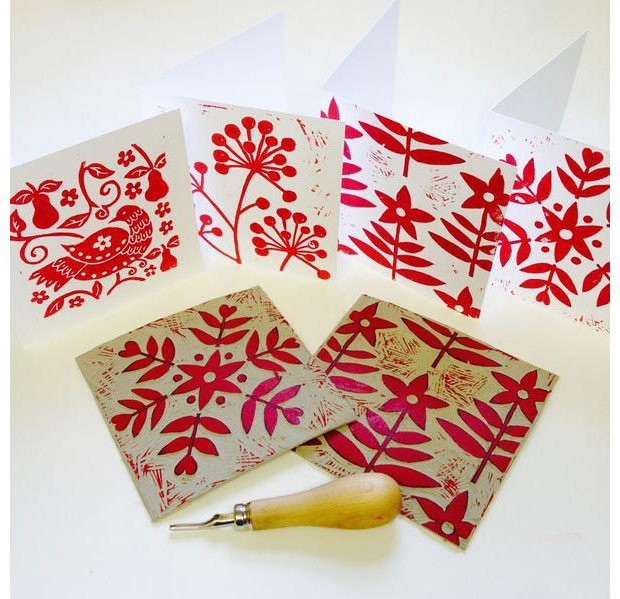Lizzie Mabley Winner Lino print your own holiday Cards