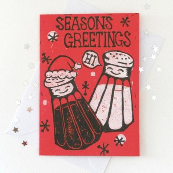 Woah There Pickle - Honourable Mention Linocut Christmas Cards