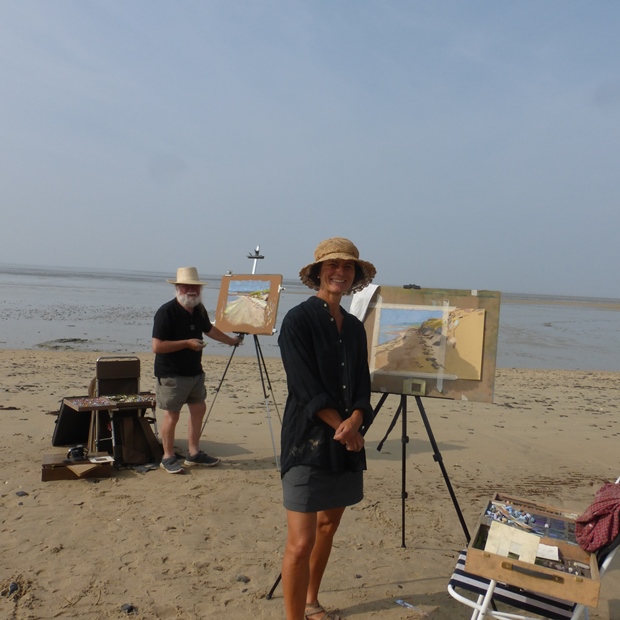 Sophie Amauger and her best friend to share plein air painting experiences with, Marcel Moulin.