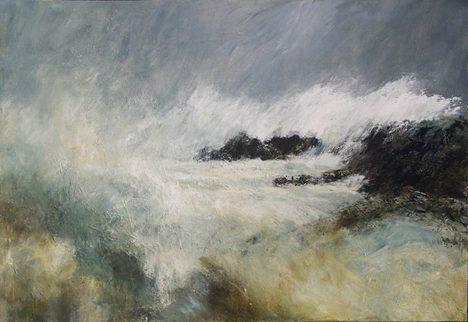 Facing the Atlantic- Painted on plyboard prepared with textured gesso (image courtesy of the artist)