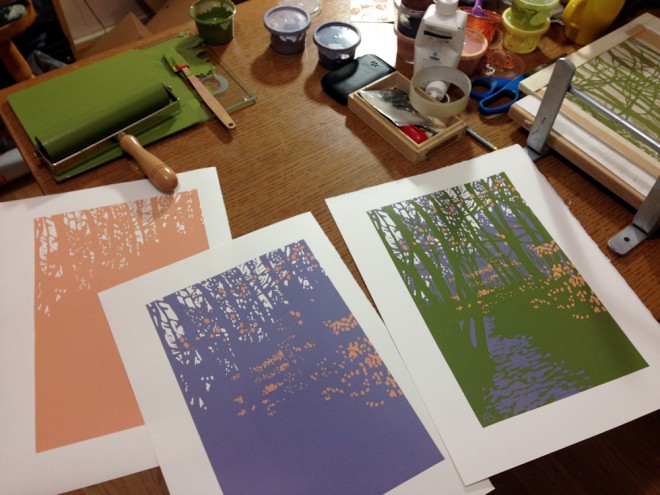 The 3 stages of a wintery print by Alexandra Buckle