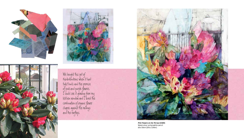 Shirley Trevena イギリス　花とフルーツ水彩画プリント　4枚セット Pink Pears, Red Flowers – Shirley Trevena