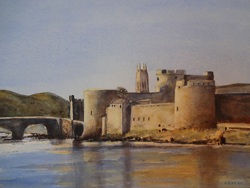 'King John's Castle, Limerick' by Alison Brennan. Watercolour on paper. 
