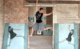 Culture Action Llandudno residency, 2016. Contemporary dancer Angharad Harrop recreating a pose at the end of the FreeHaus art school project.