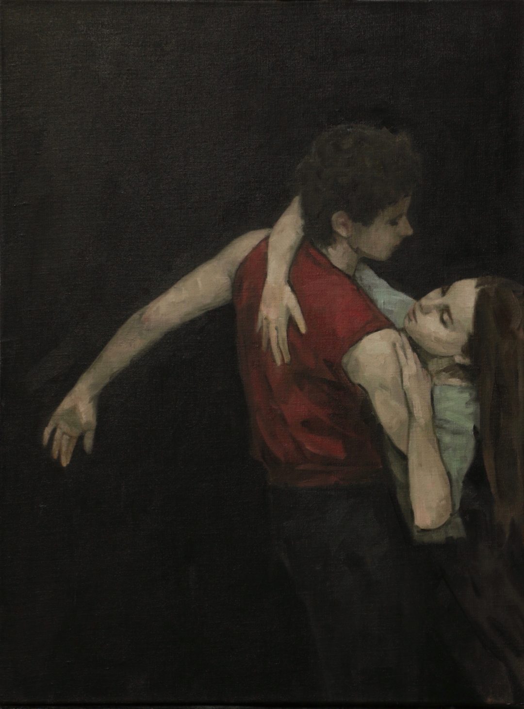 'Anna Pujol and Andrea Battaggia 5' Carl Chapple Oil on canvas, 46cm x 61cm, 2017