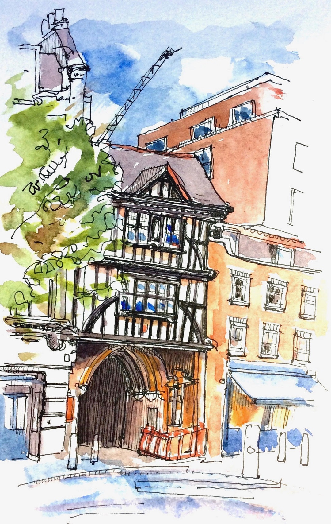 Smithfield, London, October 2016 Katie Clare Pen and Wash, drawn in the artist's Moleskine watercolour sketchbook, 13 x 21 cm