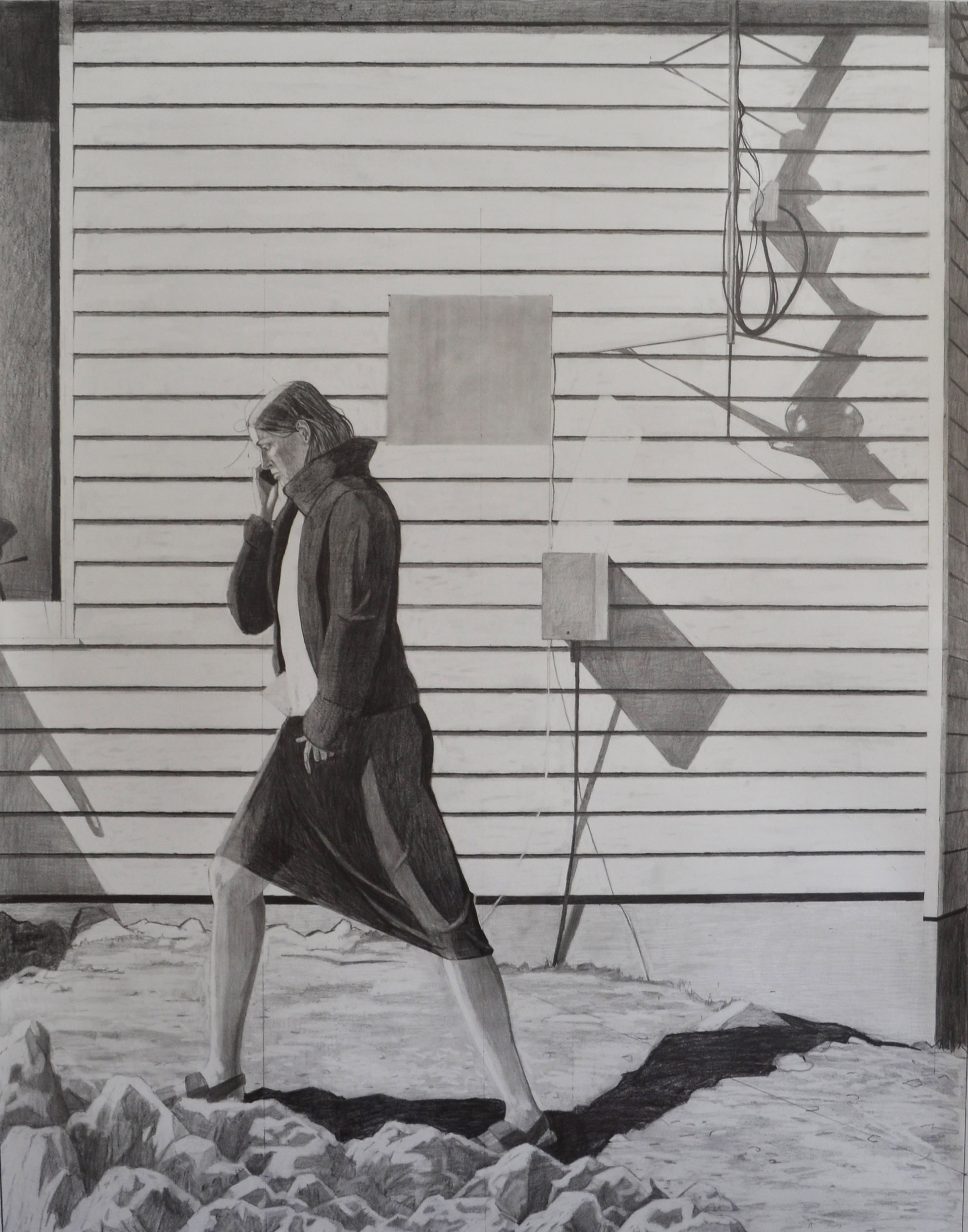 Gethin Evans, Towards Skomer - study 3 graphite and pencil on paper 135cm x 105cm 2016