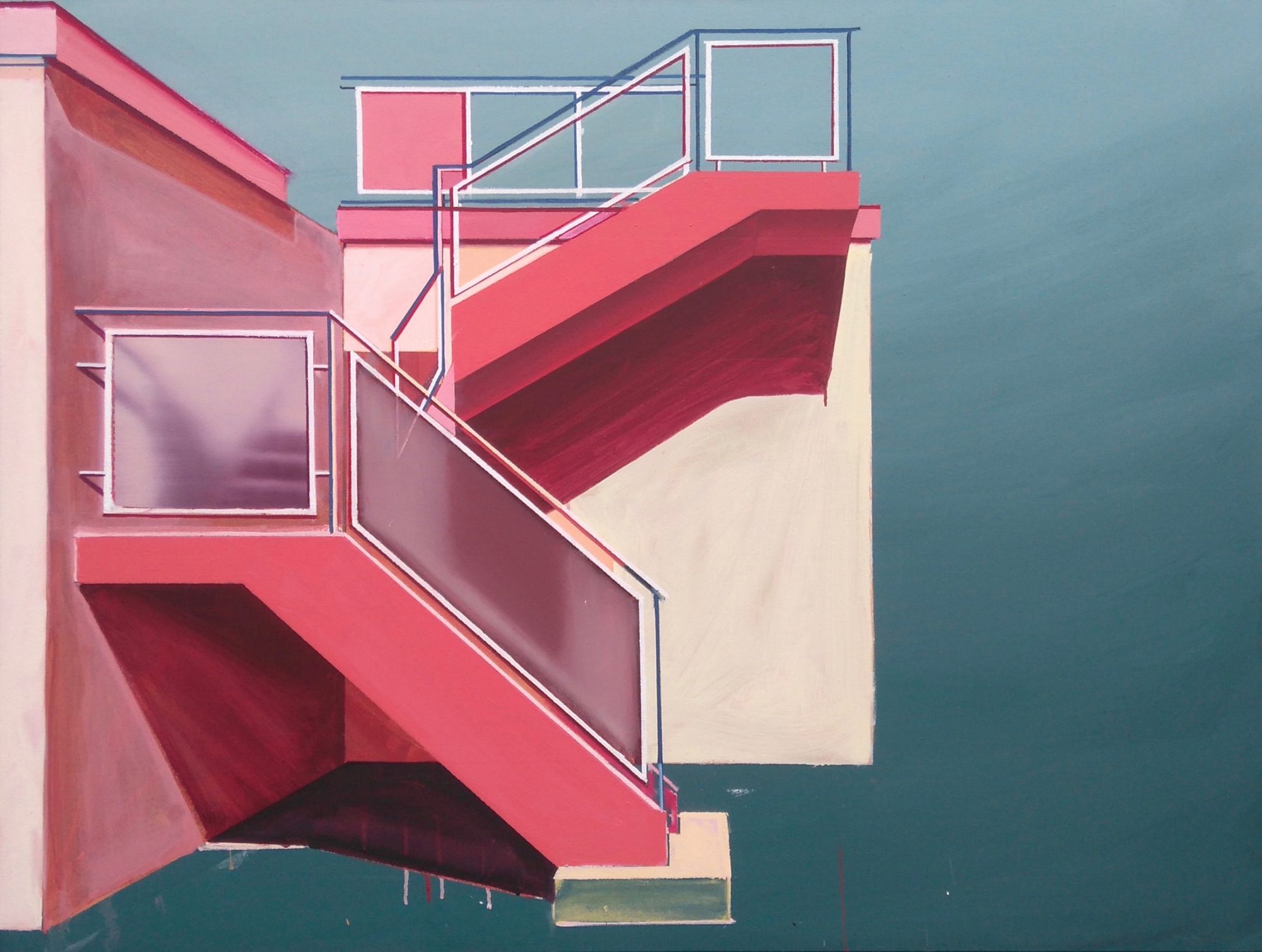 'Red Stairway' Paul Crook Acyrlic on canvas, 125cm x 100cm