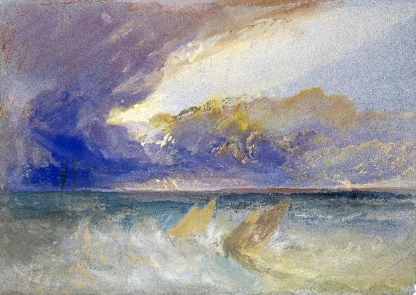 Joseph Mallord William Turner, Sea View, Work on paper, Bodycolour on blue paper, About 1826, 13.50 x 19.00 cm, Henry Vaughan Bequest 1900