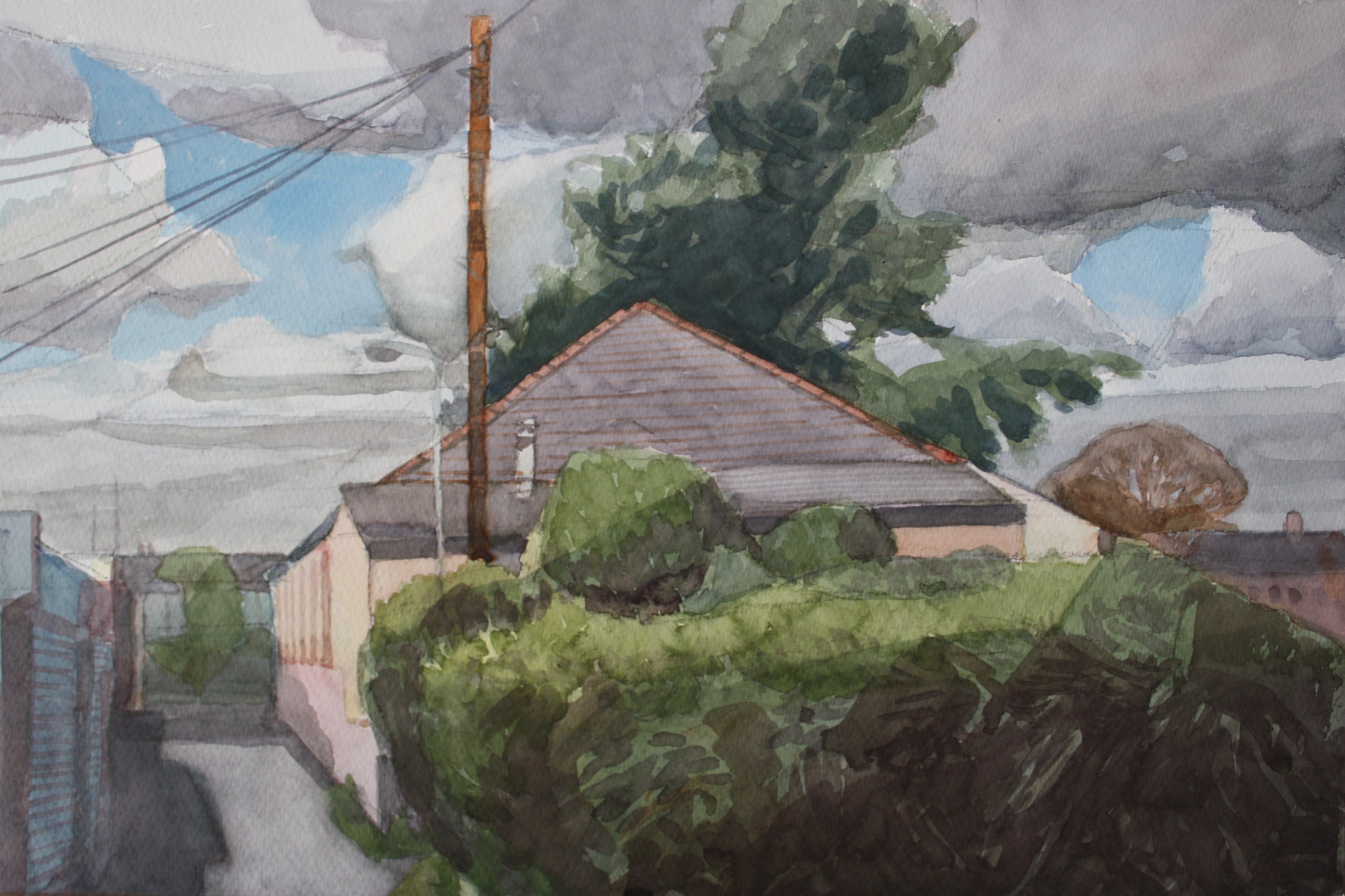 Sebastian Aplin, Heath Gospel Hall, Watercolour on paper, 36 x 54 cm, 2017