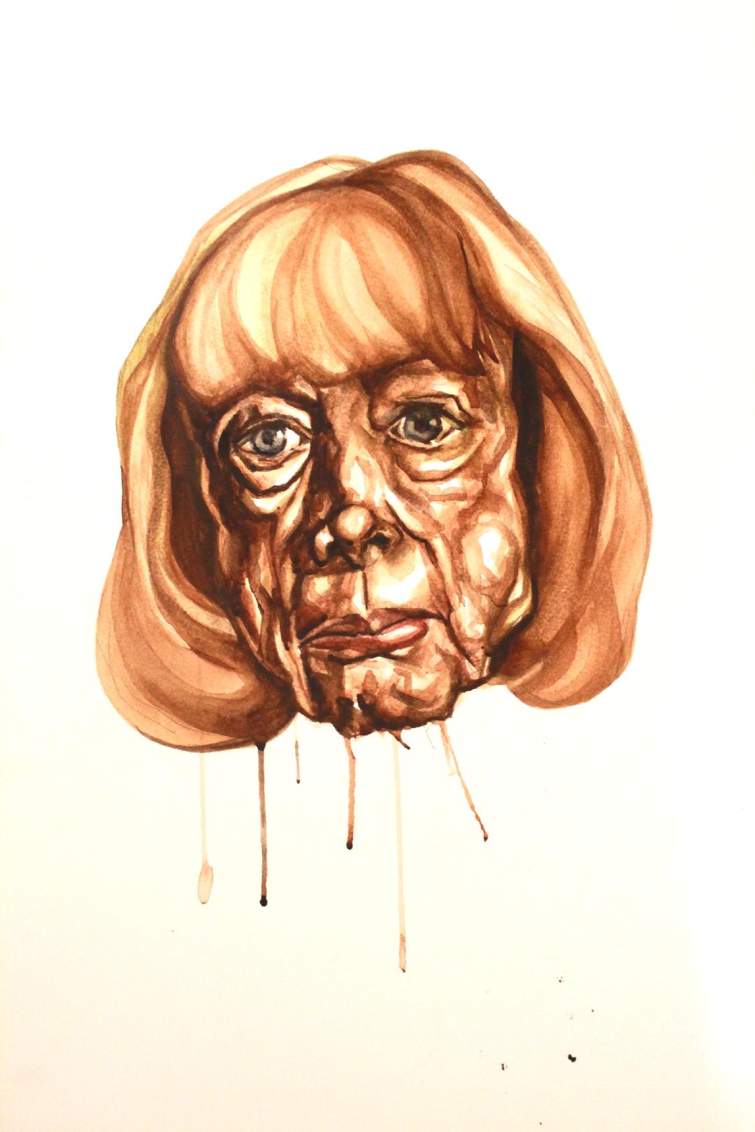  <em>A minor but perilous triumph of being over nothingness (Joan Didion)</em>, 2017<br /> Thom Kofoed <br /> Watercolour and ink, 16x23in