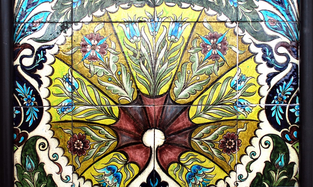 William De Morgan, Blue Flowers and Palmettes, 1888-1897. Photograph- Courtesy and copyright The De Morgan Foundation, art exhibitions to see in June