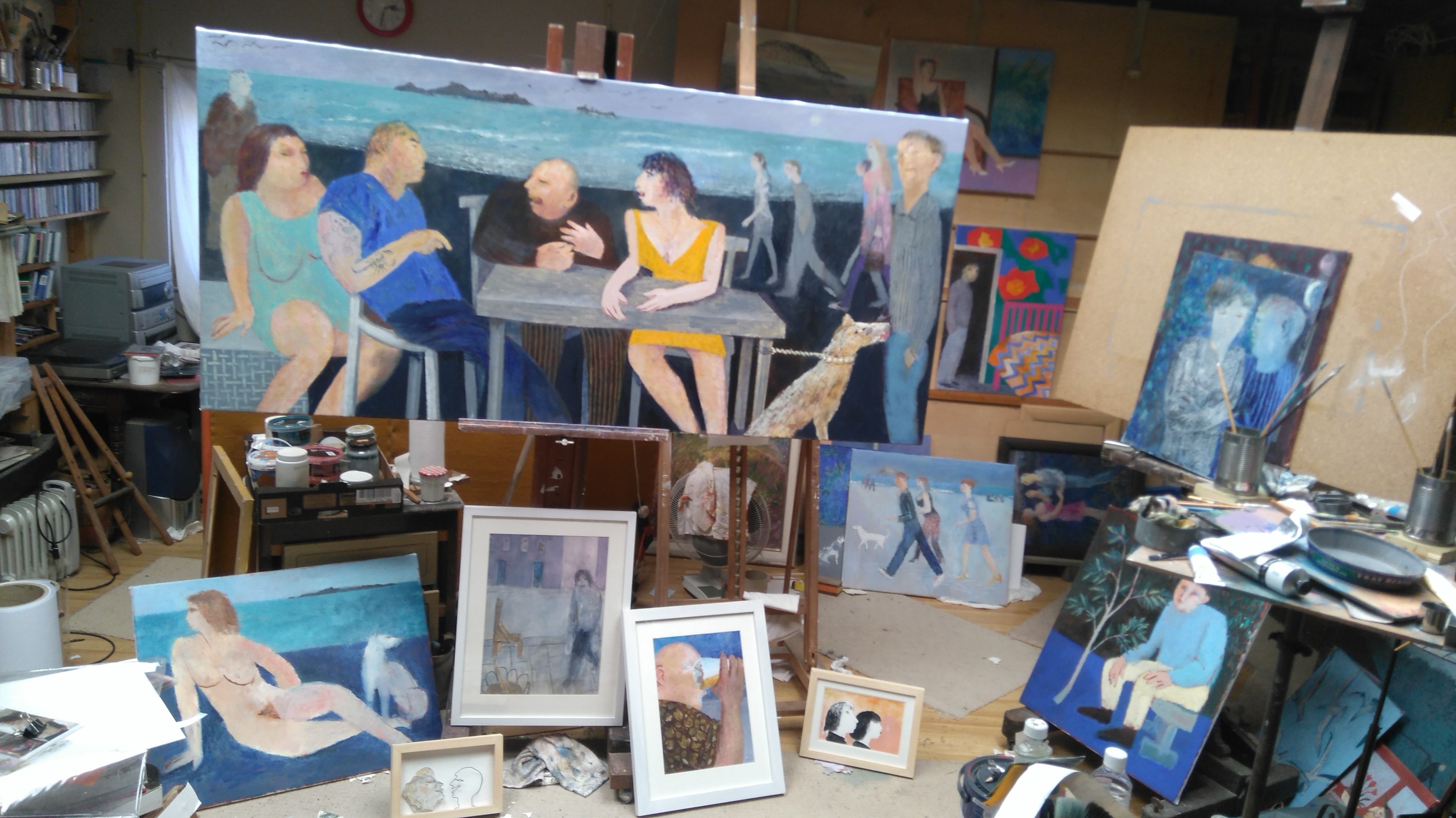 Photograph of Richard Sorrell's work for BREXhibITion in his Penzance studio