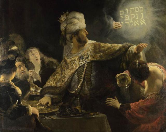 Belshazzar’s Feast, c.1635, Rembrandt (Rembrandt Harmensz van Rijn), National Gallery, London. Bought with a contribution from The Art Fund, 1964, art exhibitions on in September