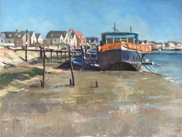 Houseboat Burnham on Crouch - oil on Extra Fine linen panel