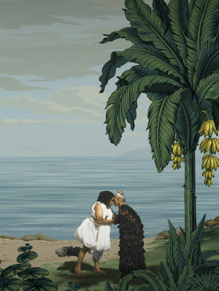 Lisa Reihana, in Pursuit of Venus [infected] (detail) depicting the Raiatean Tupaia meeting a Maori Chief, 2015–17. Single-channel video, Ultra HD, colour, 7.1 sound, 64 minutes. Auckland Art Gallery Toi o Tāmaki, gift of the Patrons of the Auckland Art Gallery, 2014. Additional support from Creative New Zealand and NZ at Venice Patrons and Partners © Image courtesy the artist and ARTPROJECTS., art exhibitions in December