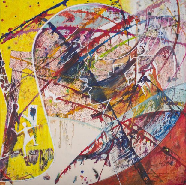 Detlef Aderhold 'Facing 3' mixed media on canvas_90 x 90cm (1)