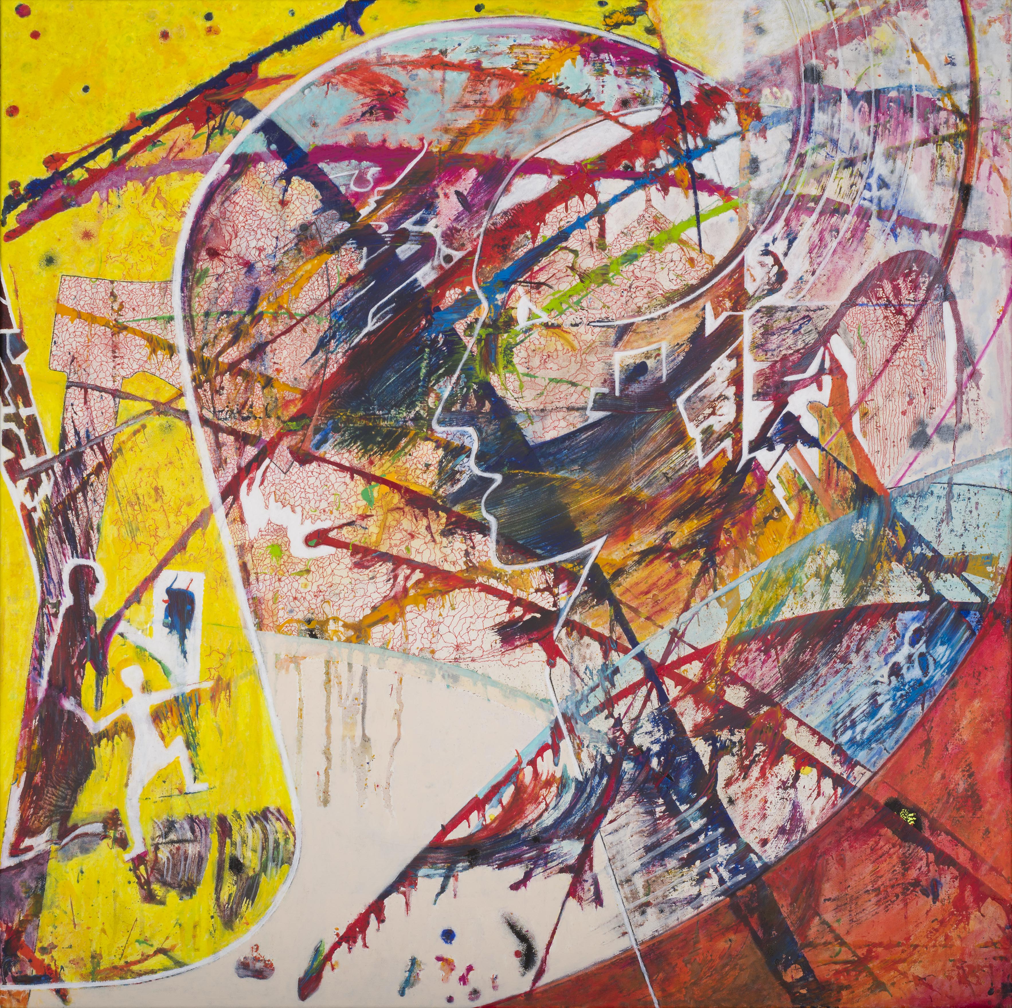 Detlef Aderhold 'Facing 3' mixed media on canvas_90 x 90cm