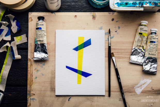 hard edge painting with masking tape