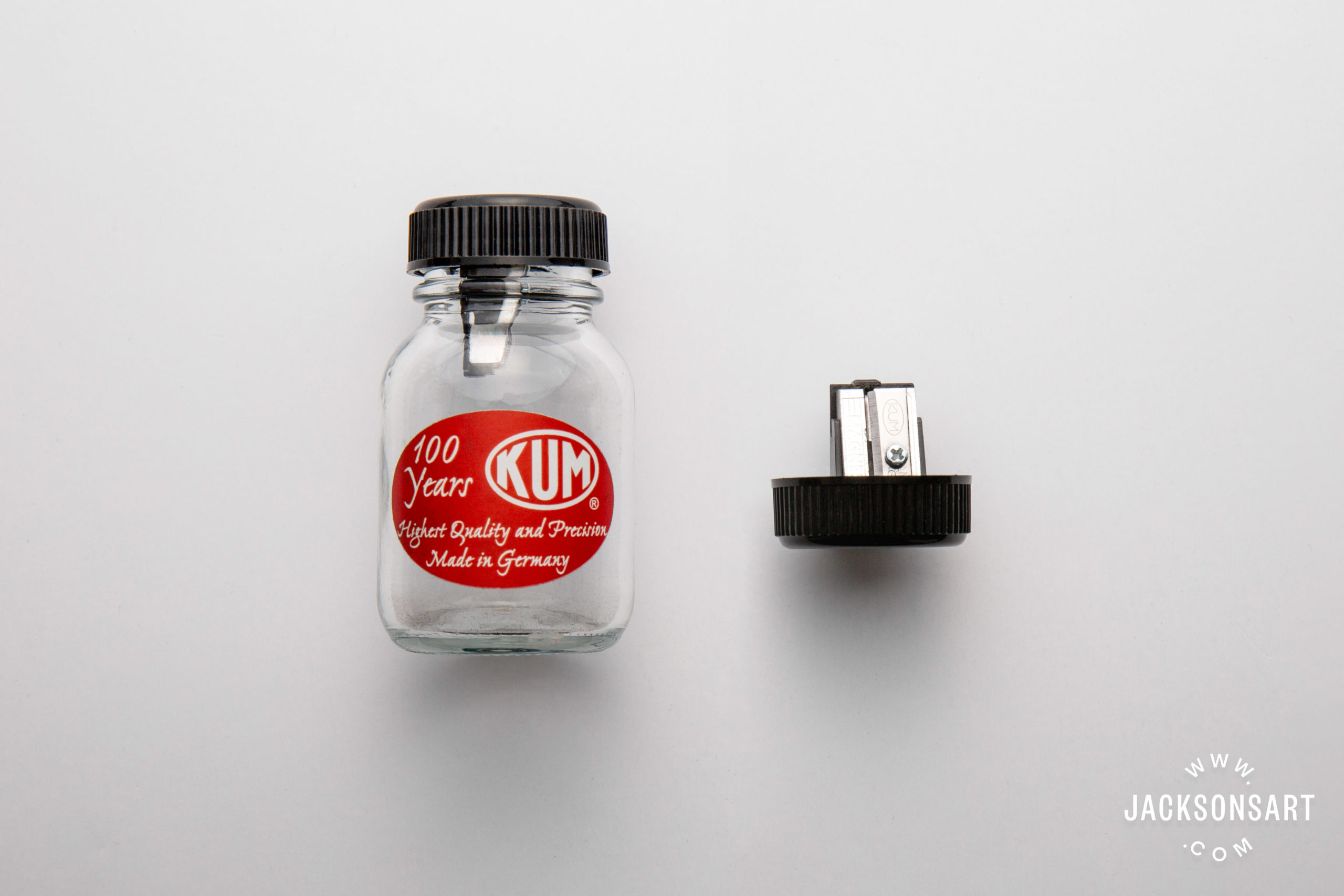 KUM : Glass Jar : Single Hole Metal Pencil Sharpener