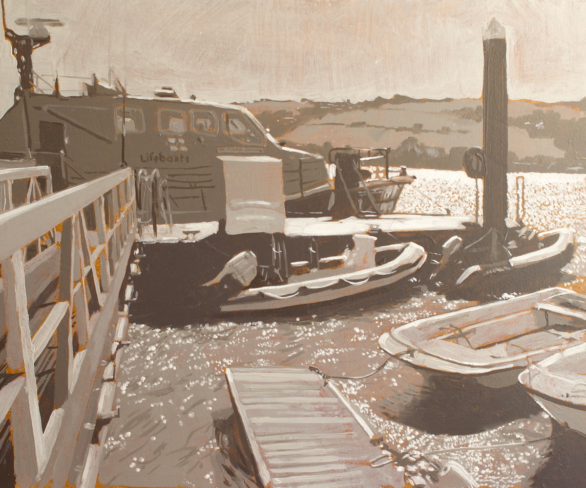 <br><em>Salcombe's lifeboat, The Baltic exchange</em>, 2019<br>Greg Ramsden<br>Oil on canvas panel, 25x30cm