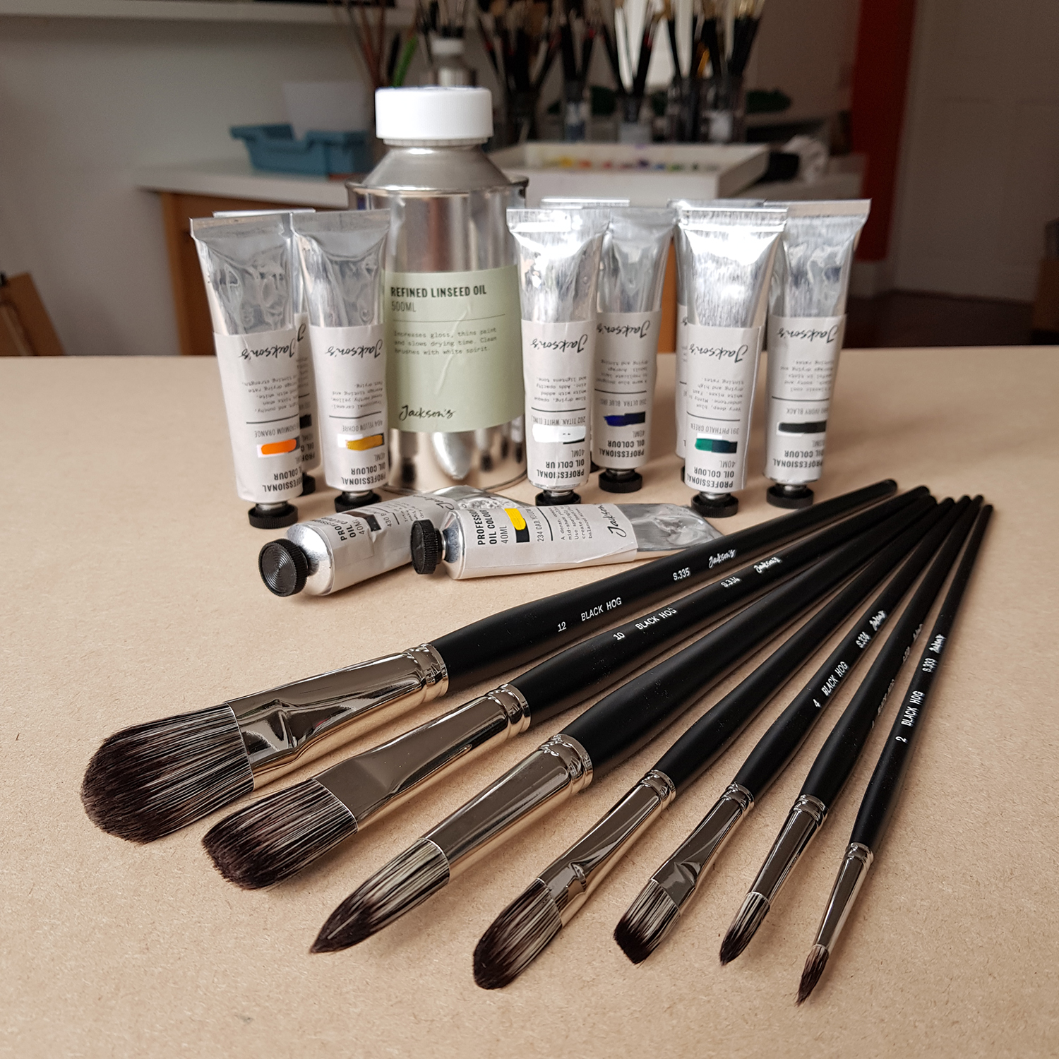 Jackson's Black Hog Brushes and Professional Oil Paint