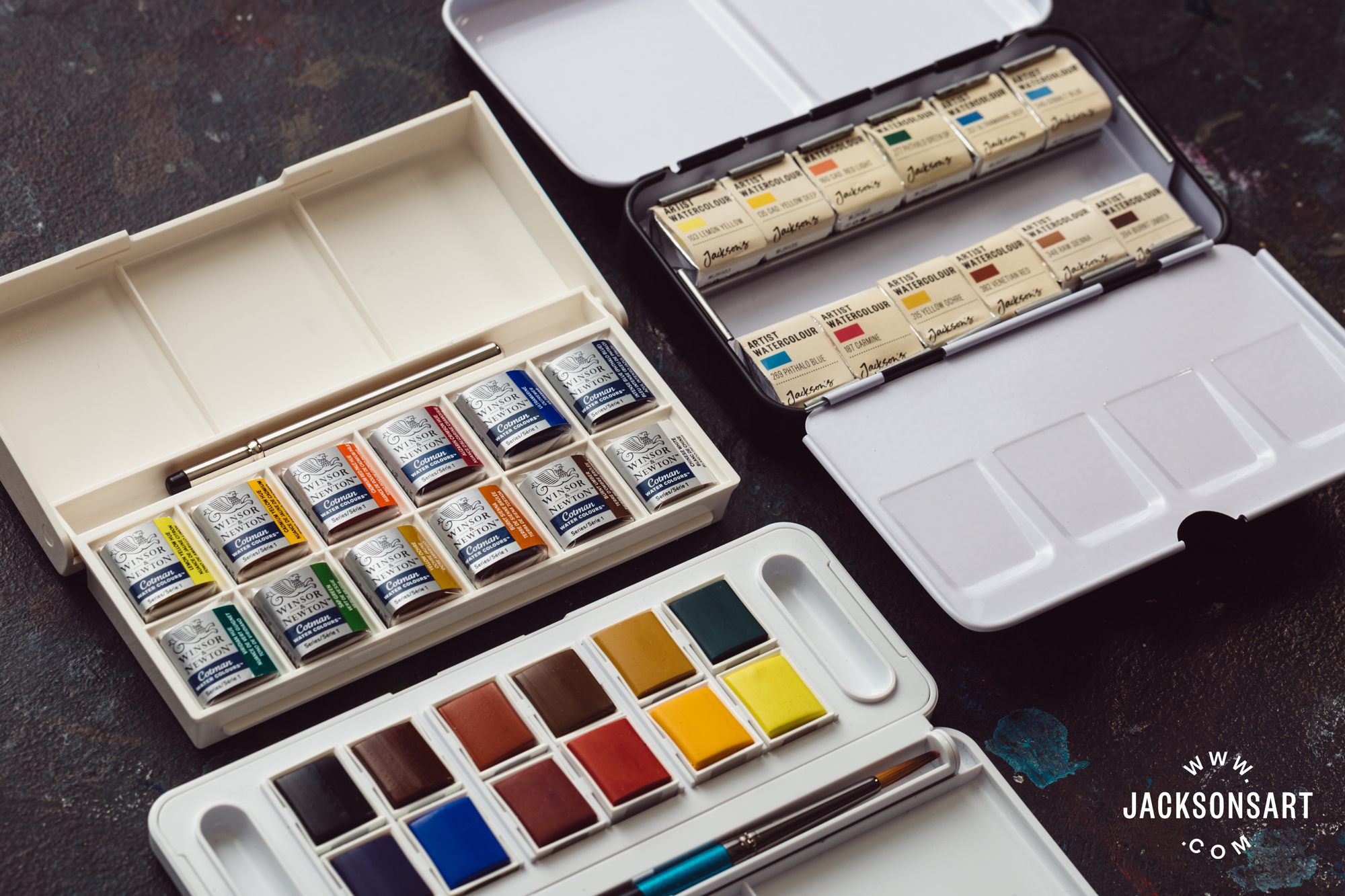 Watercolor Pans - full size / big, metal Ready-made Colors