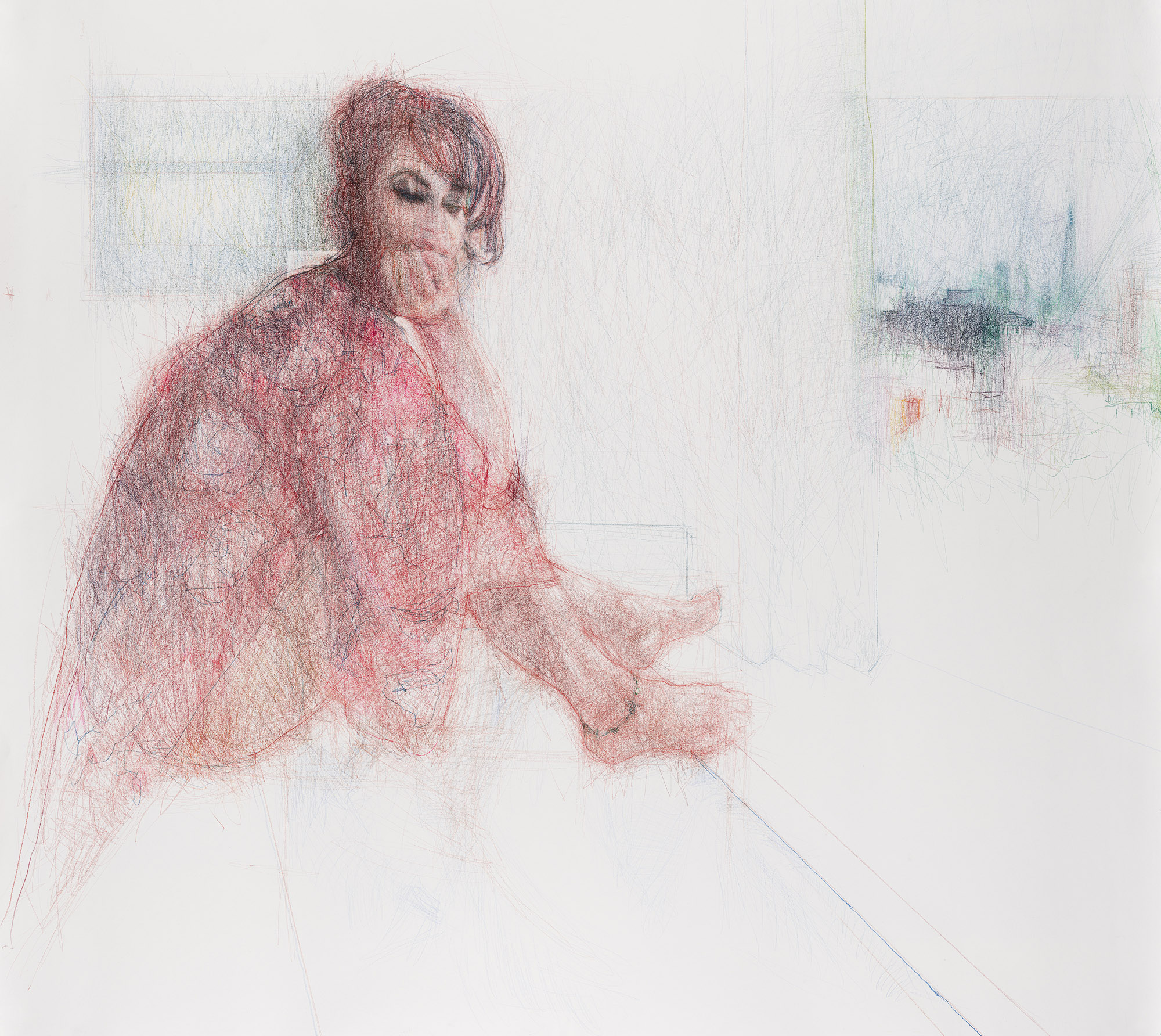 Sunday 11:42 am, 2021 Curtis Holder Coloured pencil on paper,128 x 140 cm