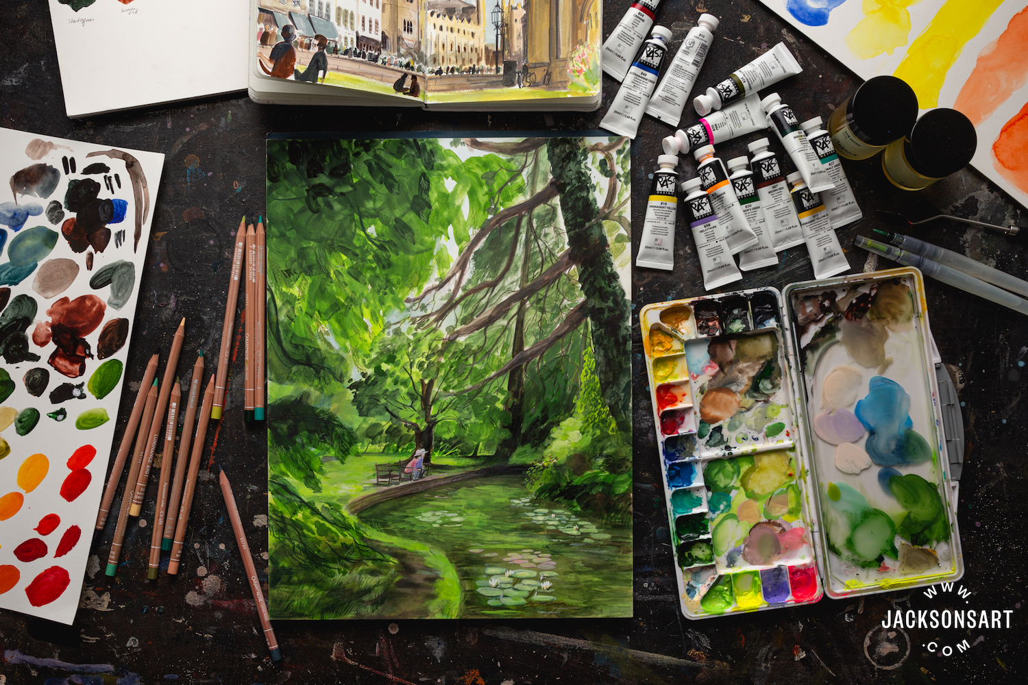 Preparing a Watercolour Gouache Palette for Painting on Location
