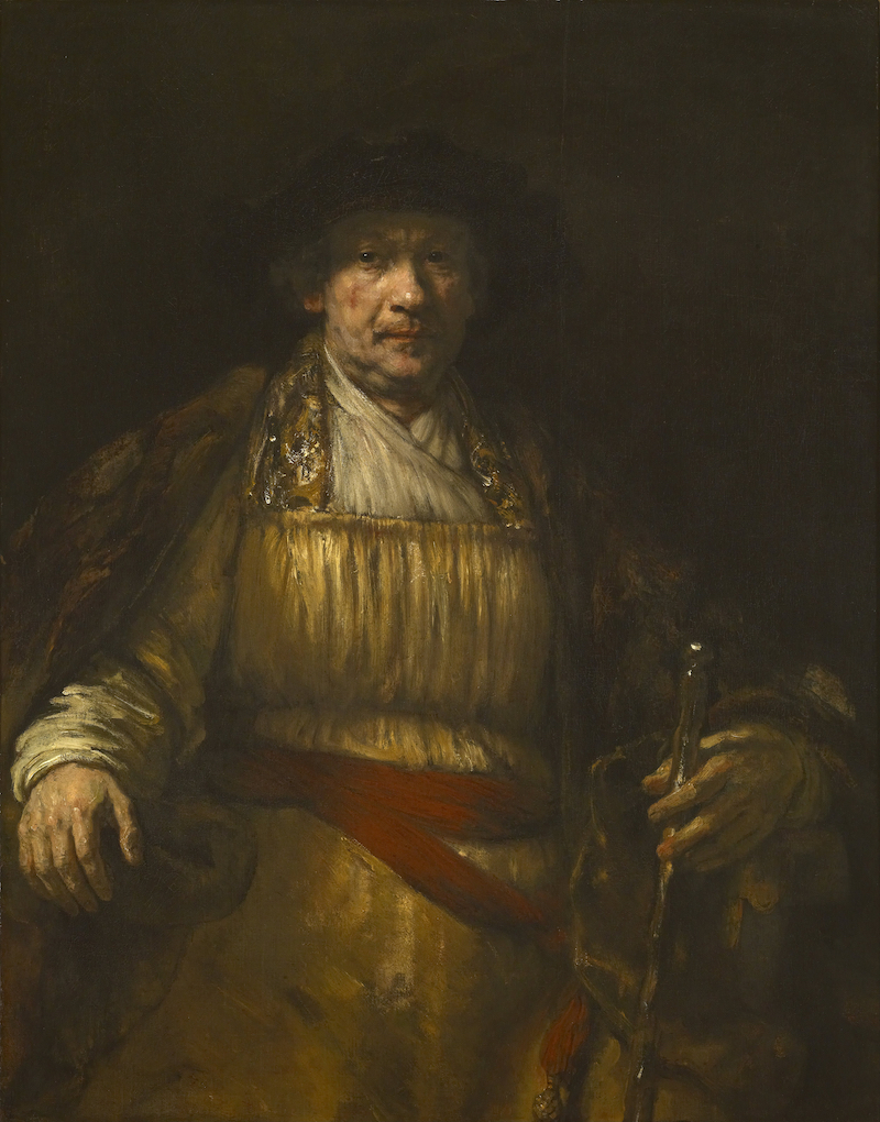 A Rembrandt self portrait with a typical warm and dark colour palette