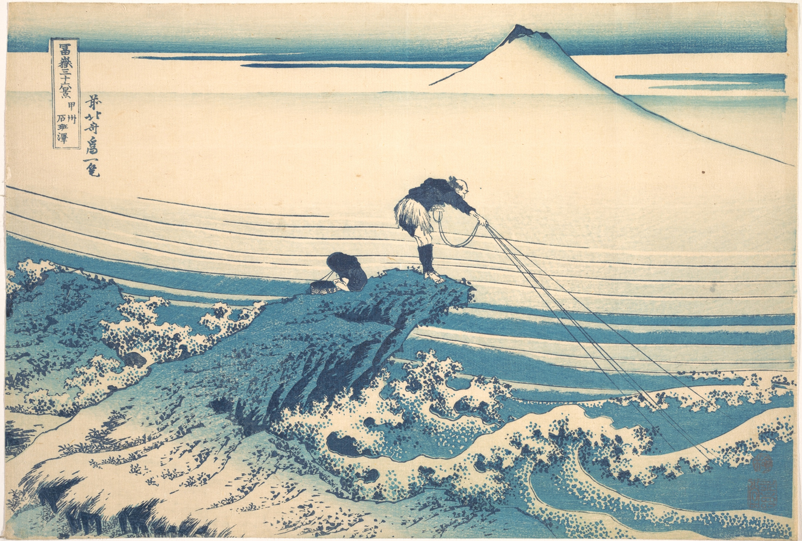 Hokusai's Kajikazawa in Kai Province is printed with only Prussian Blue