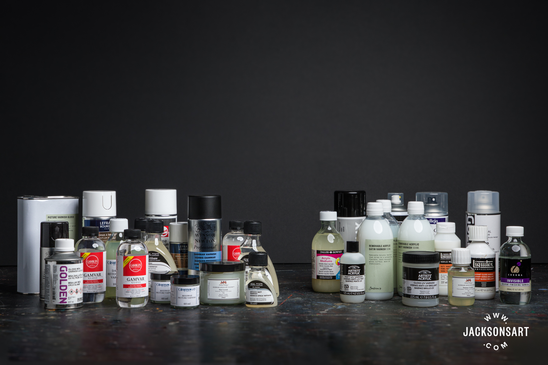 A wide variety of oil varnishes and acrylic varnishes
