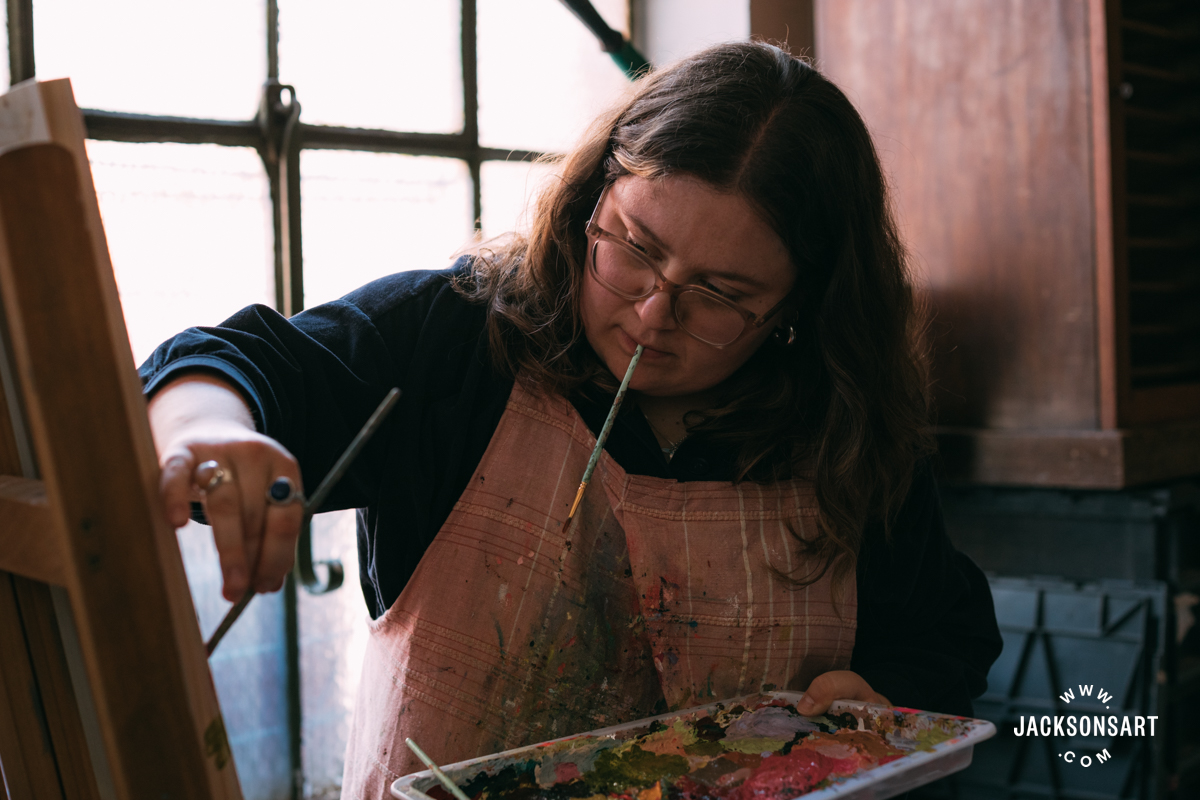 Jo Painting with multiple brushes 