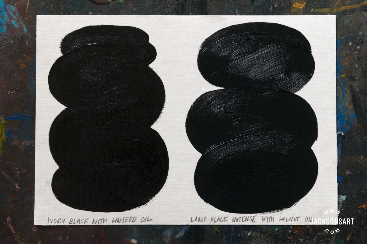Ivory black with linseed oil and Lamp Black with walnut oil