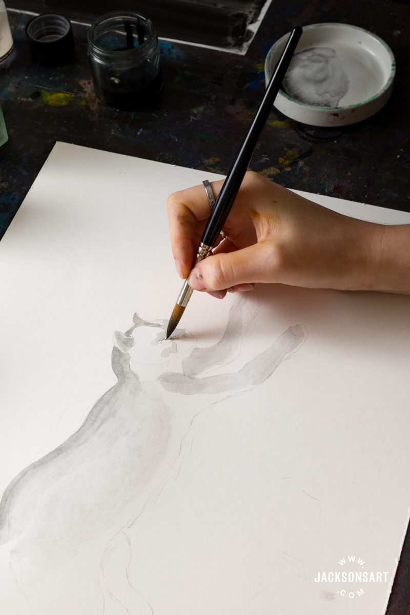 Painting in Black Ink - Working with Pure Pigment Powders