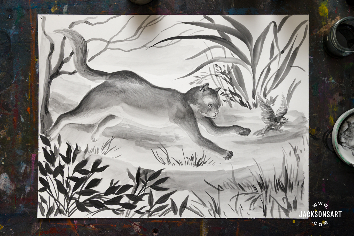 Painting in Black Ink - Working with Pure Pigment Powders