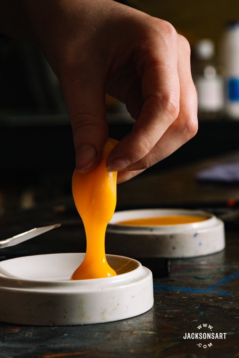 Making egg tempera paint with pigment powders
