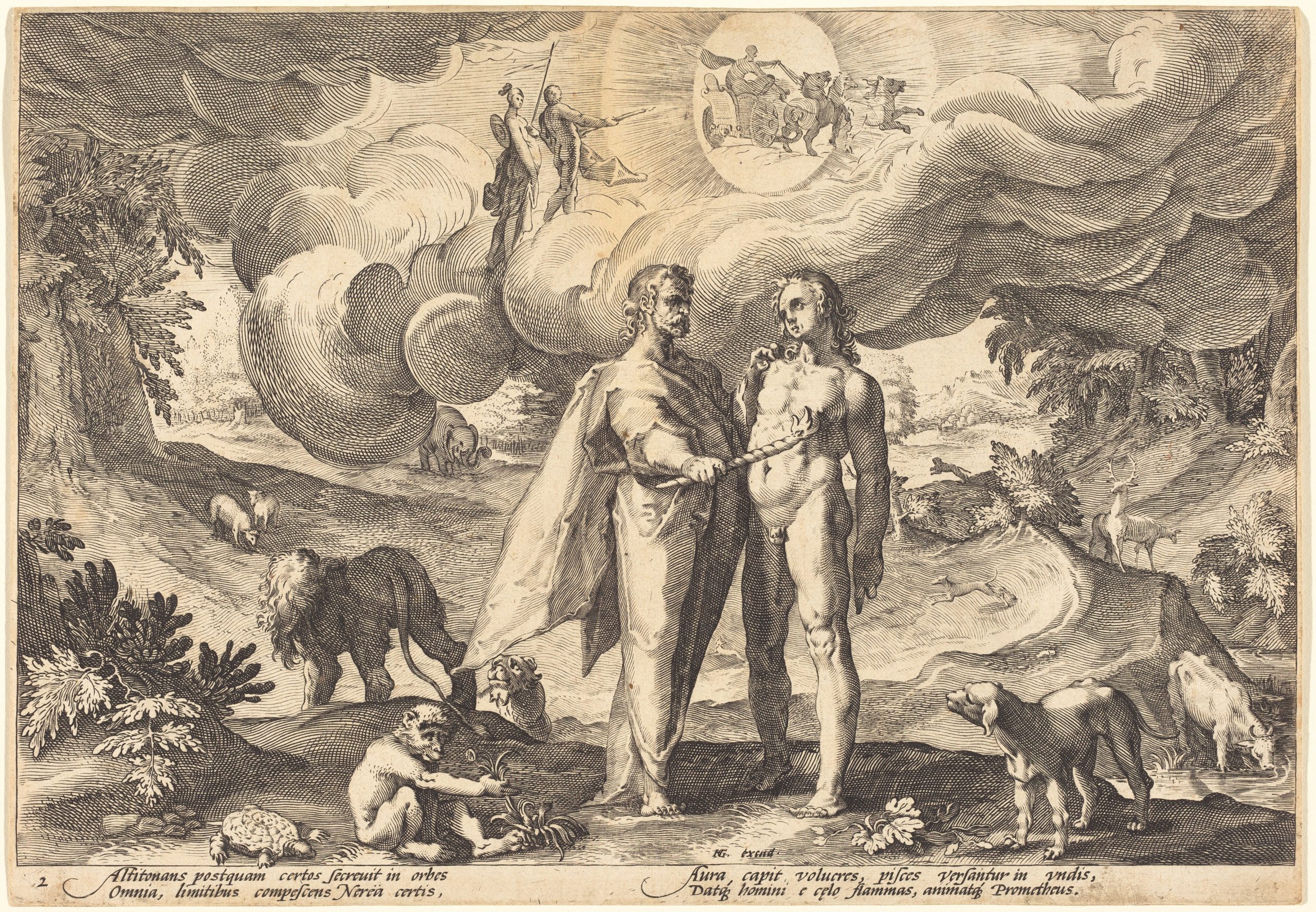Prometheus Making Man and Animating Him with Fire from Heaven, Workshop of Hendrick Goltzius