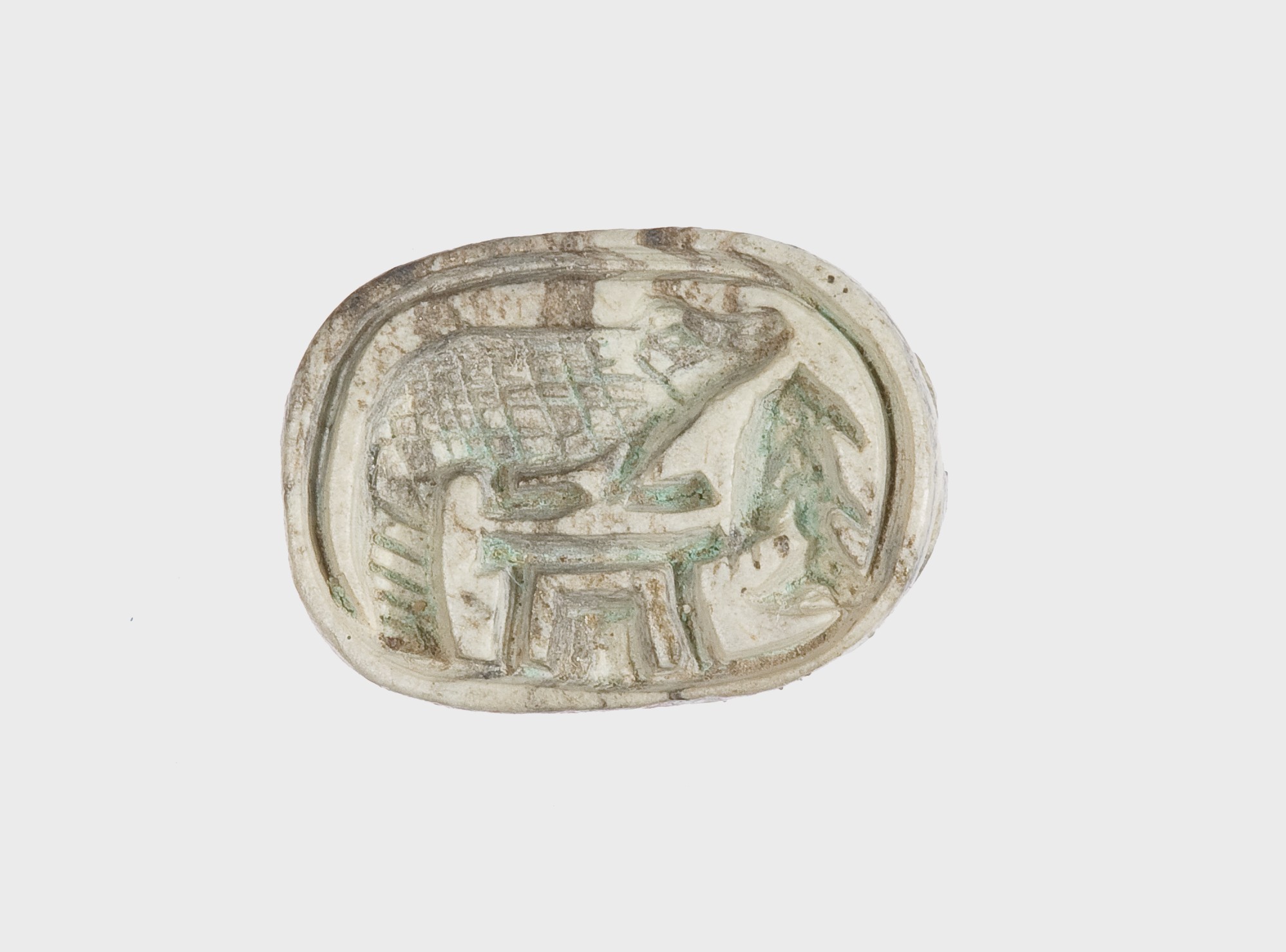 Scarab Inscribed with the Sobek Crocodile and a Fish, Upper Egypt