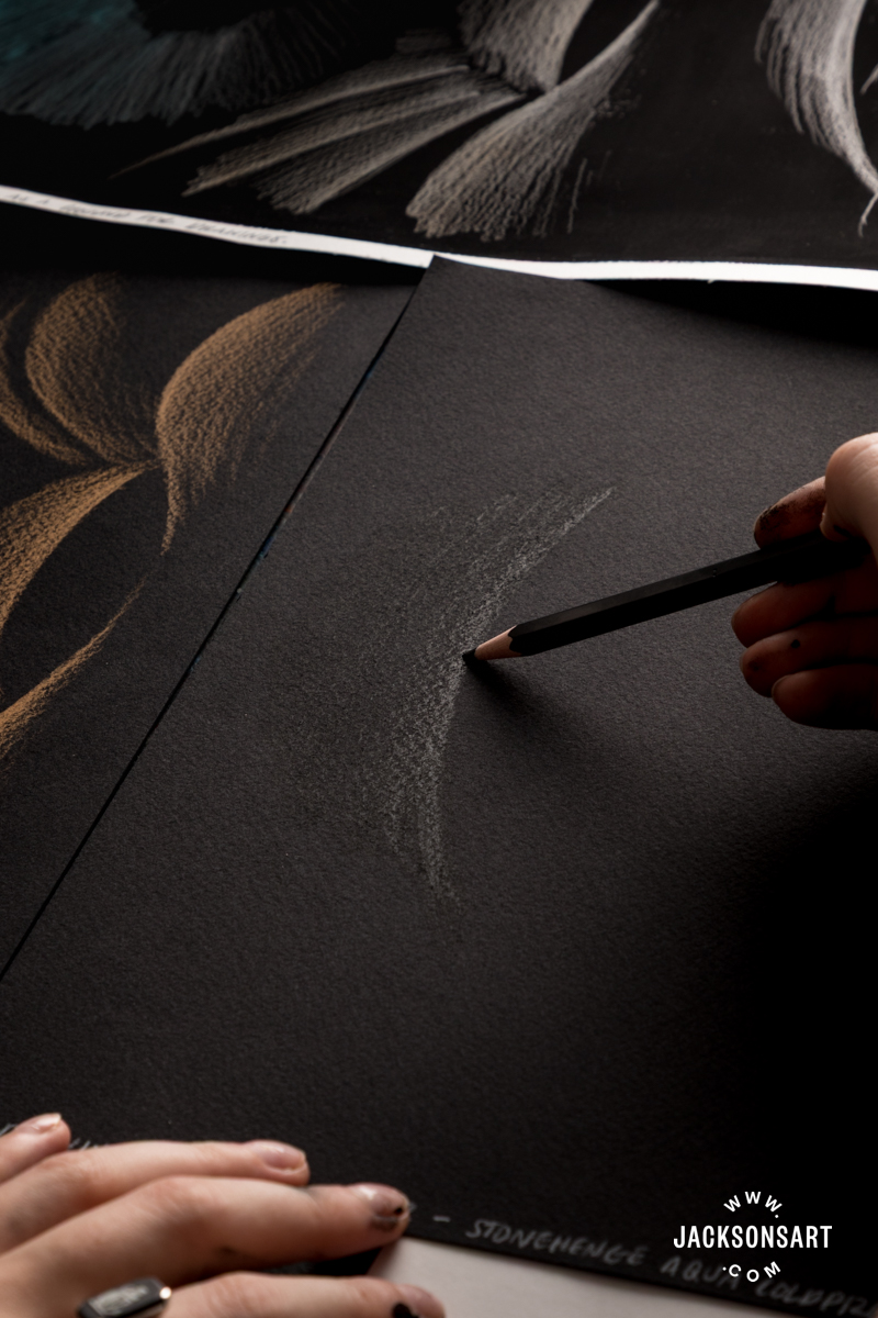 Graphite on Stonehenge Aqua Black Watercolour Paper