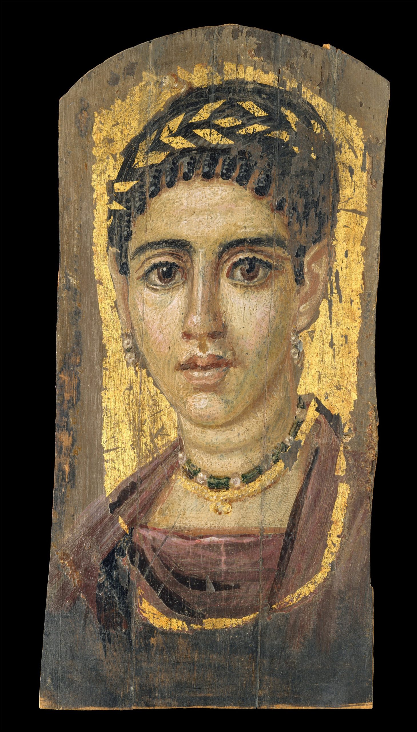 Portrait of a young woman with a gilded wreath, Roman