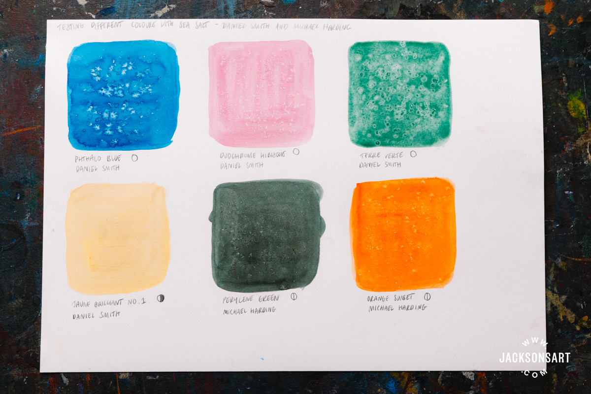 Testing Salt texture on Daniel Smith and Michael Harding