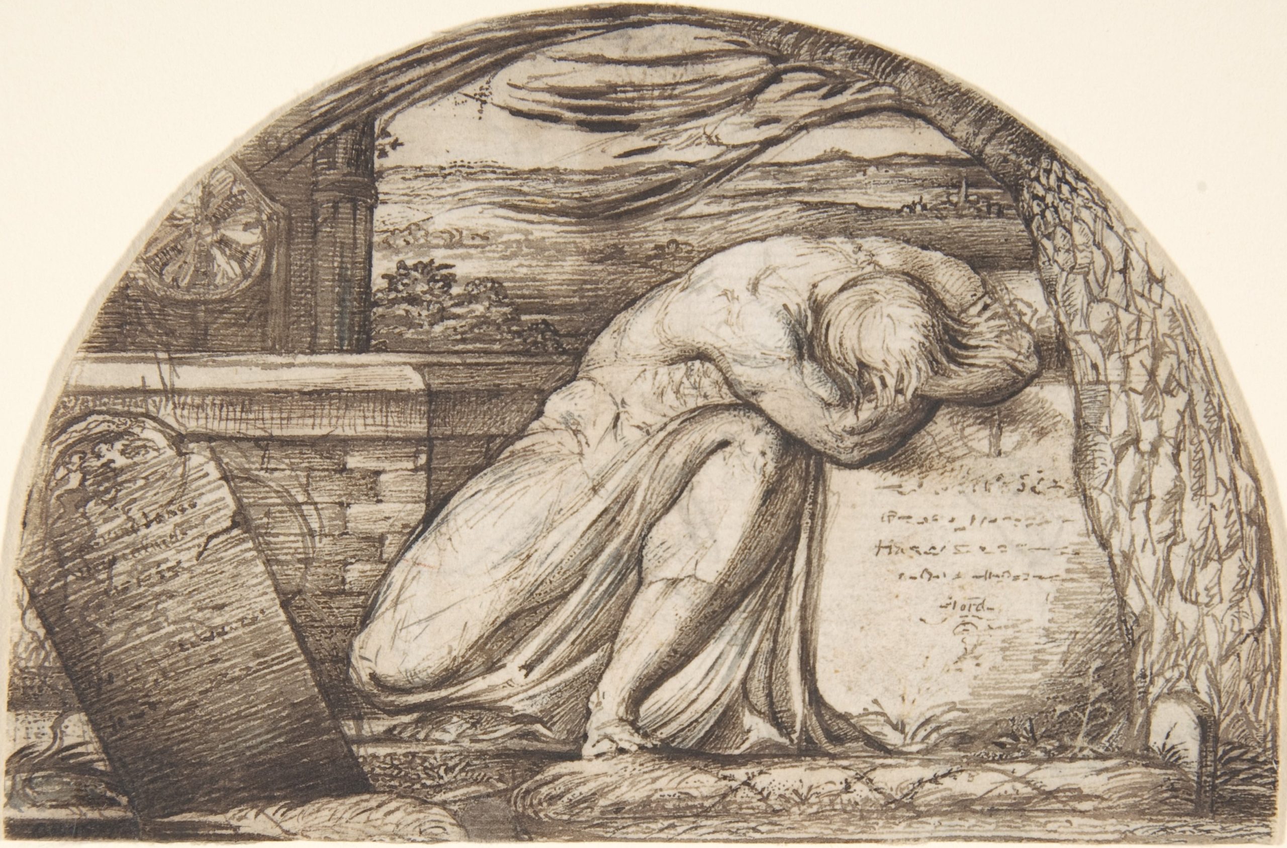 A Figure Weeping Over a Grave, George Richmond