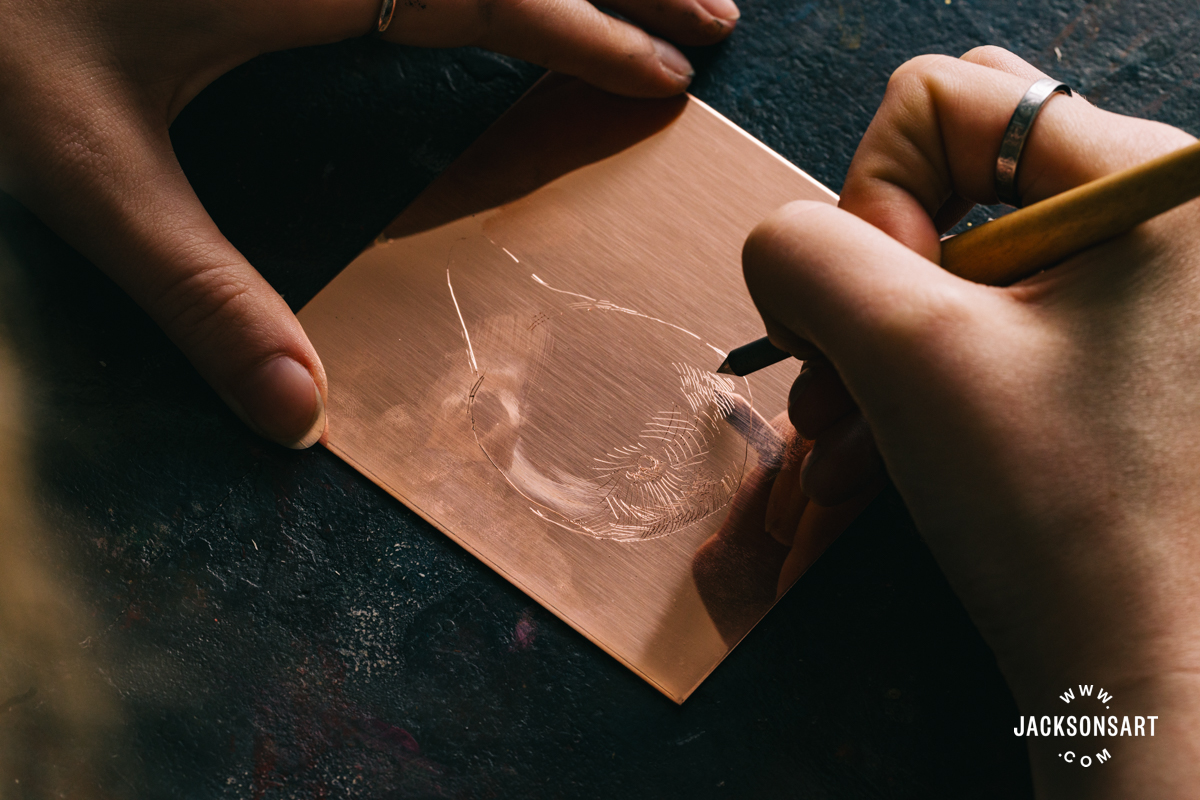 Drypoint etching using the hatching technique