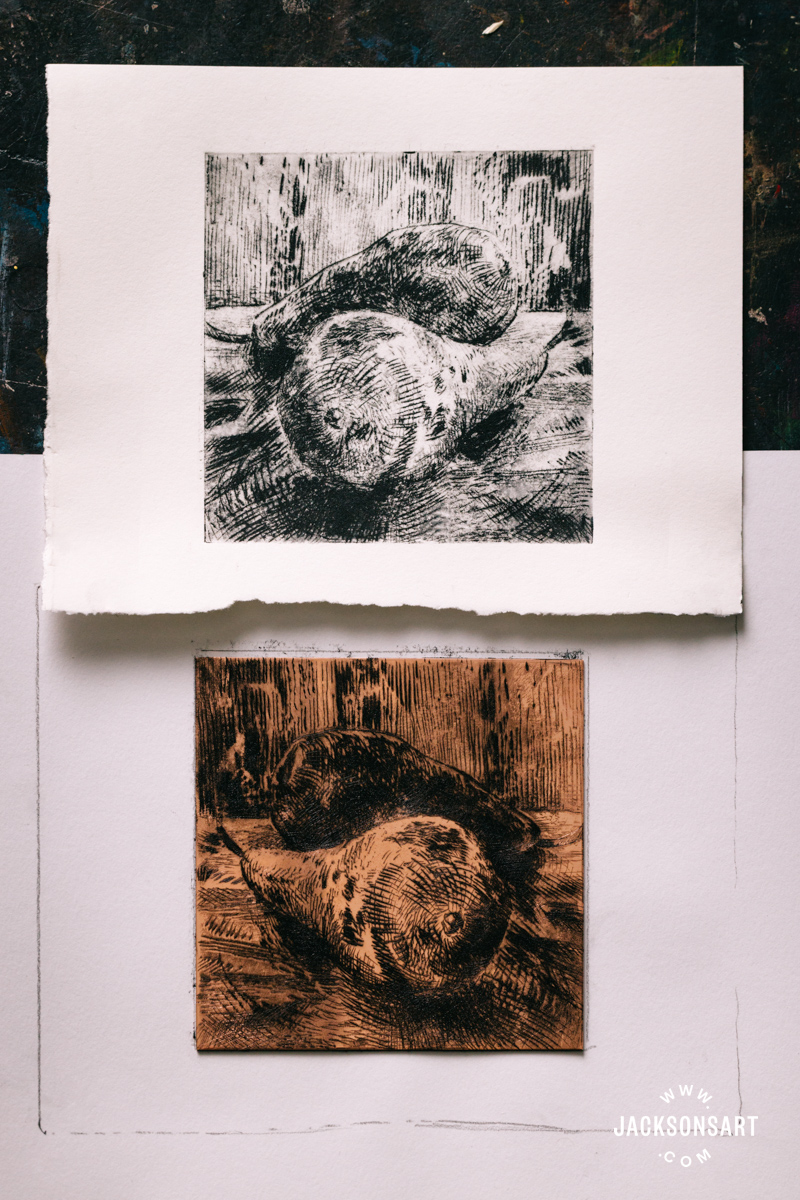 Drypoint etching using the hatching technique