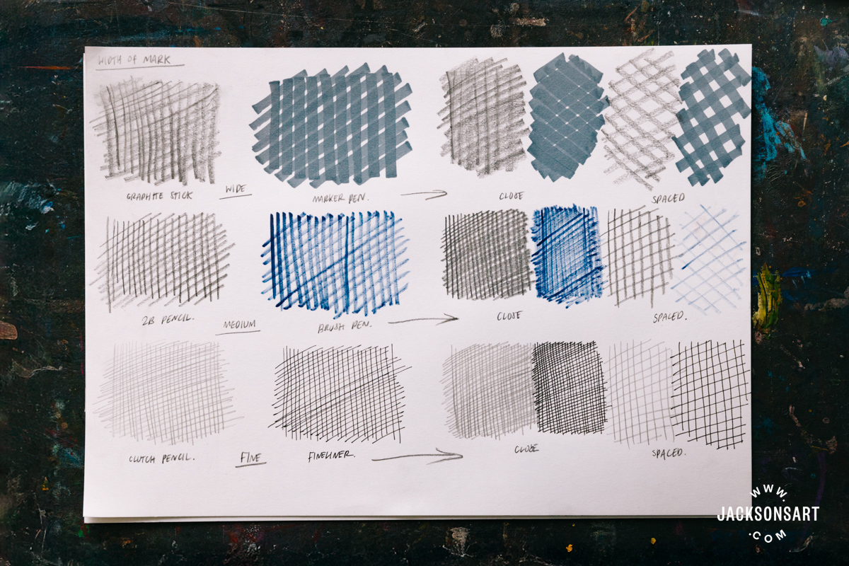 hatching and crosshatching reference sheet